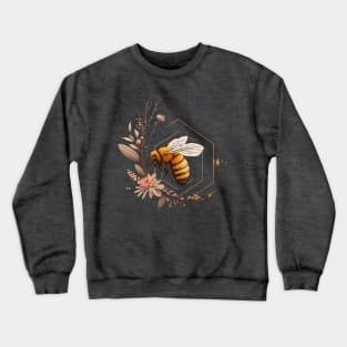 Honey Bee Gold with Peach Blossoms Crewneck Sweatshirt